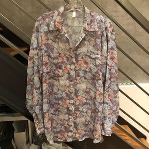 American Apparel Chiffon pink & green blouse